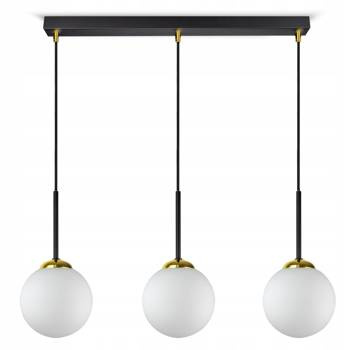 Lampa wisząca czarno-złota mleczne kule 3 źródła światła