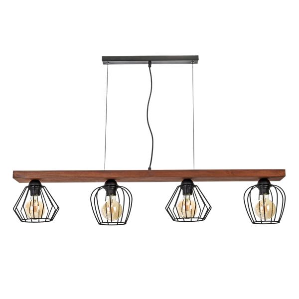 Lampa wisząca OZZY BLACK / WOOD 4xE27 60W MLP6253