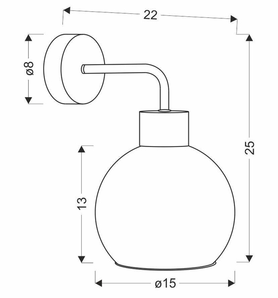 Kinkiet czarny lampa ścienna klosz szklany dymiony 40W E27 Lady Candellux 21-76700