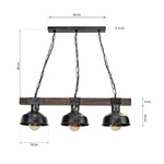 Lampa wisząca FARO BLACK / WOOD 3xE27 60W MLP6243 