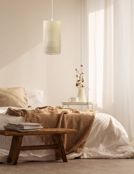 Lampa w stylu Boho Rotang z naturalnego ratanu- średnica 25 cm 