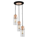 Lampa wisząca TANTUM drewno/czarny śr. 38cm
