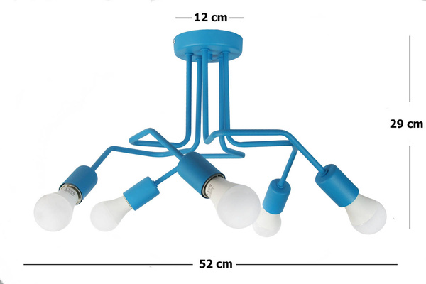 Lampa sufitowa do pokoju dziecka turkusowa loft Vanessa 5xE27 Led 