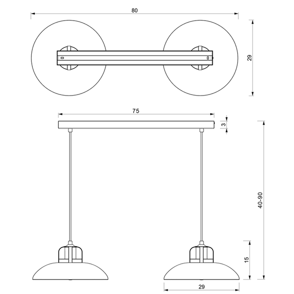 Lampa wisząca FELIX, MLP8907, czarny/złoty, 2x60W E27