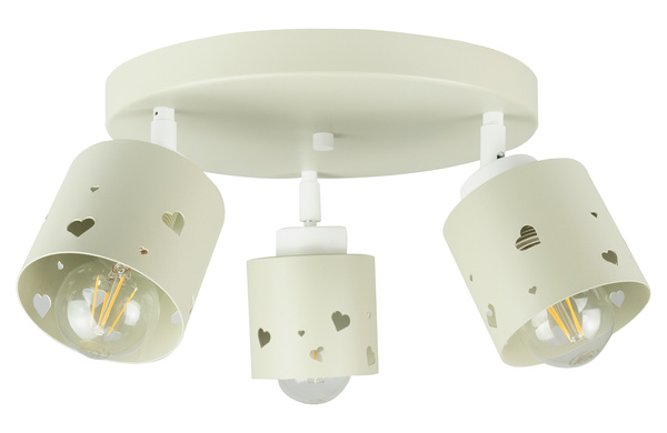 Lampa sufitowa do pokoju dziecka beżowa w serca 3xE27