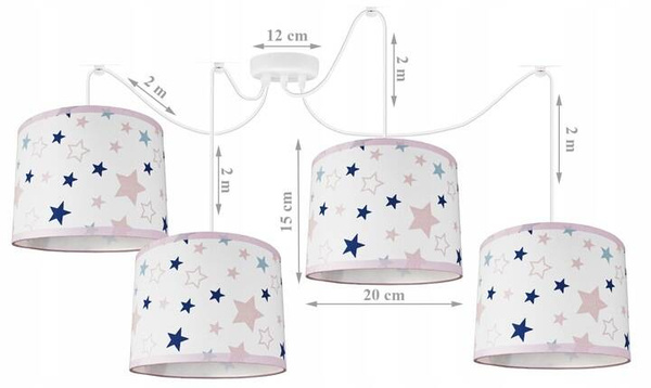Lampa sufitowa do pokoju dziewczynki w gwiazdki typu pająk 4xE27