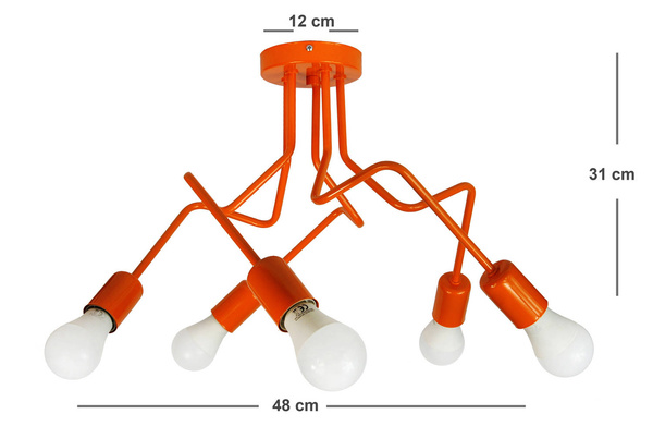 Lampa sufitowa do pokoju dziecięcego pomarańczowa Luna 5
