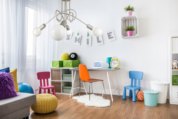 Lampa sufitowa do pokoju chłopca i dziewczynki szara Tęczowy Zawijas 4xE27 Led 