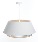 Lampa w stylu Boho podwójny abażur len i naturalny rattan kremowa 