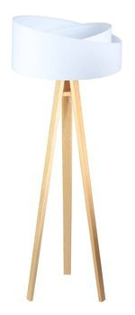 Lampa podłogowa stojąca trójnóg asymetryczna welurowa Canddy Biało-biała