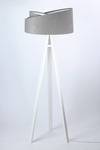 Lampa podłogowa stojąca asymetryczna welurowa Tami Szaro-Biała