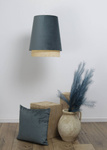 Lampa w stylu Boho podwójny abażur welur i naturalny rattan morski 