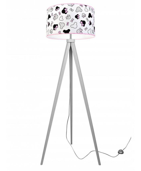 Lampa podłogowa do pokoju dziewczynki drewniana trójnóg Myszki Miki 