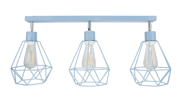 Lampa sufitowa do pokoju dziecka niebieska- nowoczesny druciak w stylu loft Carmen 3xE27