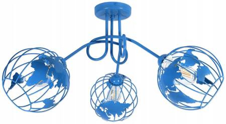Lampa sufitowa do pokoju chłopca i dziewczynki  niebieska Edison Globus 3