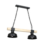 Lampa wisząca FARO CZARNA / NATURALNE DREWNO 2xE27 60W