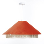 Lampa w stylu Boho podwójny abażur welur i naturalny rattan pomarańczowa 