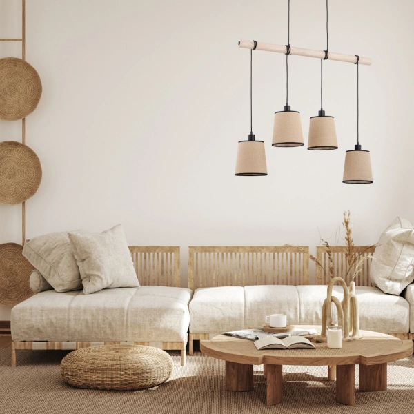 Lampa wisząca ALFA REJA DREWNIANA 4xE27 95cm | 63160