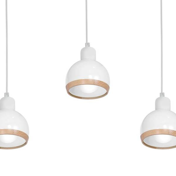 Lampa wisząca OVAL, MLP7044, biały/drewno, 3x60W E27