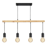 Lampa wisząca czarna + drewno 4x60W Izzy 34-77929