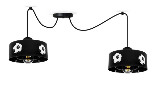 Lampa sufitowa do pokoju dziecka czarna z motywem piłkarskim pająk Mundial 1XE27