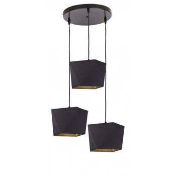 Czarna lampa wisząca Diament Gold, złoty środek