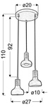 Lampa sufitowa wisząca biała na talerzu 3x40W Puerto Candellux 33-62635