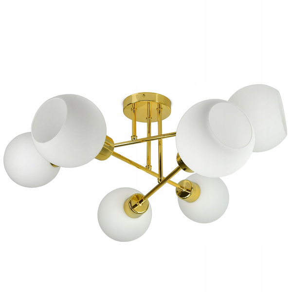 Lampa sufitowa biało-złota mleczne kule 
