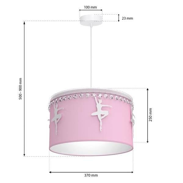 Lampa wisząca dziecięca z abażurem BALETNICA różowy śr. 37cm