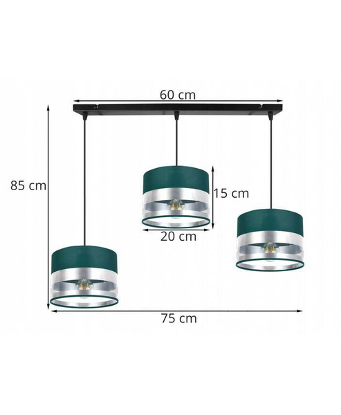 Elegancka Lampa Wisząca ze Srebrzystymi Detalami na Abażurach