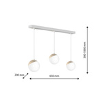 Lampa wisząca SFERA, MLP7236, biały/drewno, 3x40W E14