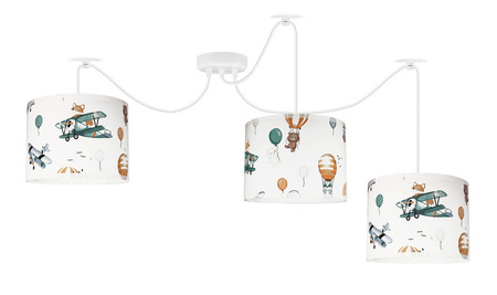 Lampa sufitowa dla dziecka z motywem samolotu 3-punktowa Led