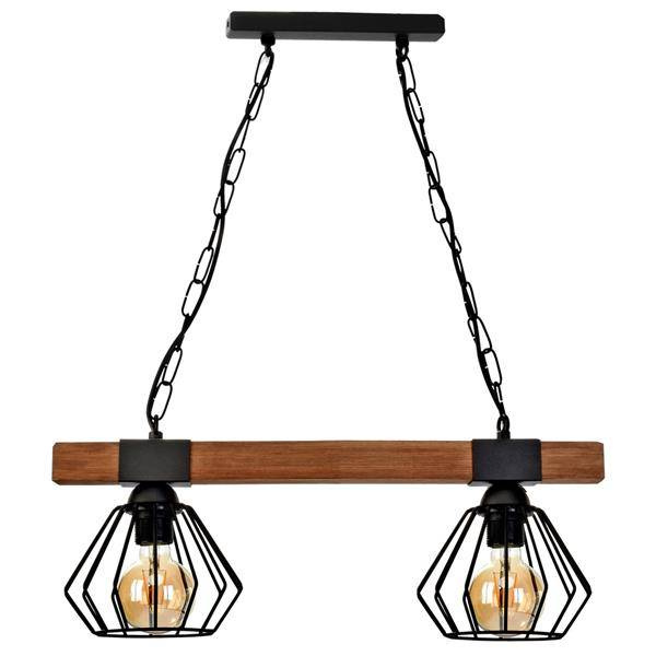 Industrialna lampa wisząca ULF BLACK / WOOD 2xE27 60W MLP6192