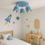 Lampa sufitowa do pokoju chłopca i dziewczynki niebieska w gwiazdki 3xE27 led