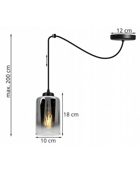 Nowoczesna Regulowana Lampa ze Szklanym Kloszem Loftowa