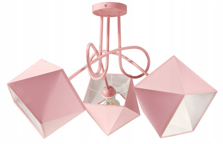 Lampa sufitowa do pokoju dziewczynki różowa Edison Diament 3xE27 Led