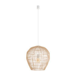 Lampa wisząca HAITI M śr. 50cm E27 | naturalne drewno/biały