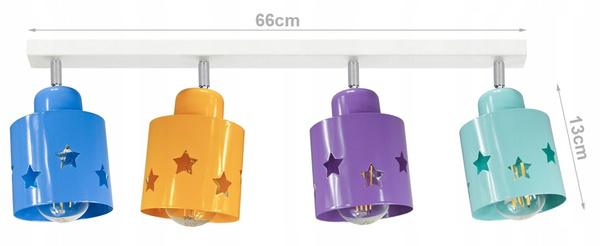 Lampa sufitowa do pokoju dziecka kolorowa Star Loft 4xE27 Led 