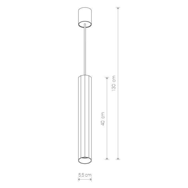 Lampa wisząca zwis kanciasta tuba rurka POLY L czarny śr. 5,5cm