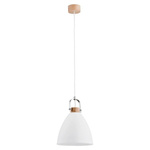 Lampa wisząca zwis HERMINA biały/drewno śr. 22cm
