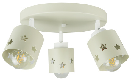 Lampa sufitowa do pokoju chłopca i dziewczynki beżowa w gwiazdki 3xE27 led