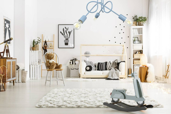 Lampa sufitowa dla chłopca i dziewczynki niebieska Mondo 3 loft