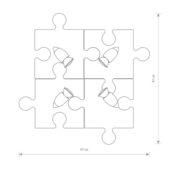 Lampa do sypialni szara PUZZLE GRAY IV 47cm