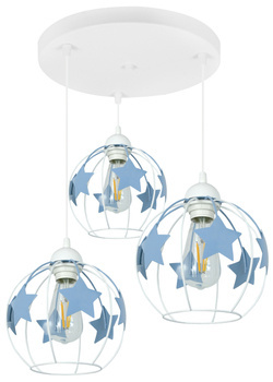 Lampa sufitowa do pokoju dziecka niebieskie gwiazdki 3-punktowa Led