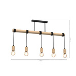 Lampa wisząca VIGA, MLP7965, czarny/drewno naturalne, 5x40W E27