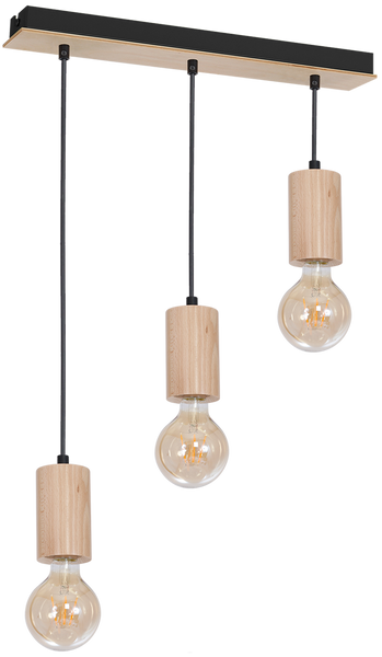 Lampa wisząca nowoczesna drewniana listwa LINES III drewno/czarny szer. 62cm