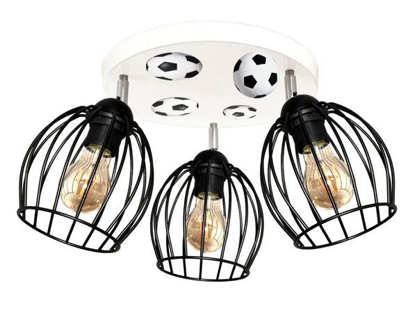 Lampa sufitowa do pokoju chłopca niebieska z motywem piłkarskim Mundial 3xE27