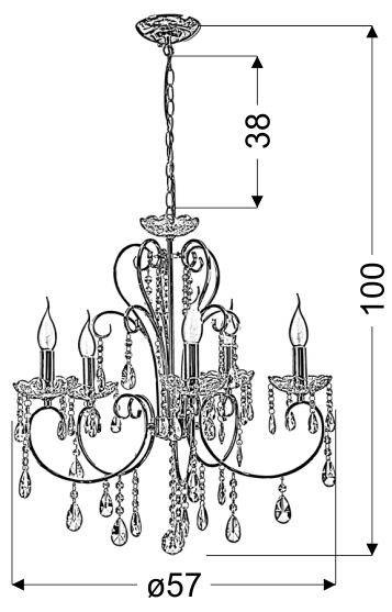 Lampa wisząca chromowa z kryształami żyrandol 5x40W Aurora Candellux 35-96152