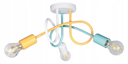 Lampa sufitowa do pokoju dziecka kolorowa Tęczowy Zawijas 3xE27 Led