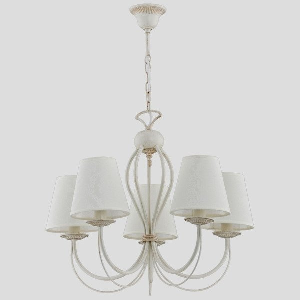 Żyrandol klasyczny z abażurami IRMA śr. 56cm biały antyczny/ecru